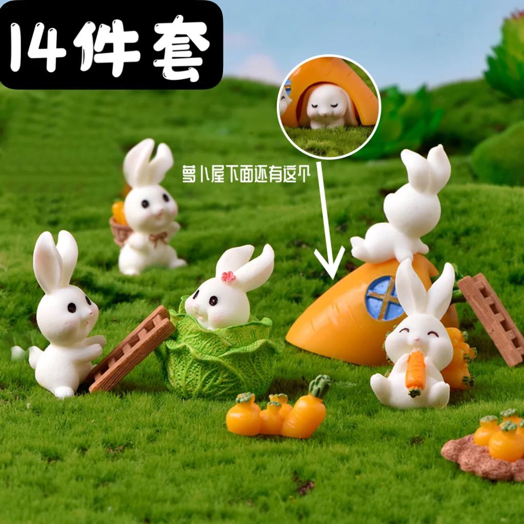 2025 Wielkanoc Słodkie Króliki Zajączek Marchewka Miniaturowa Figurka DIY Krajobraz Ozdoba Domowa Doniczkowa Dekoracja Ciasta Zwierzęce Akcesoria