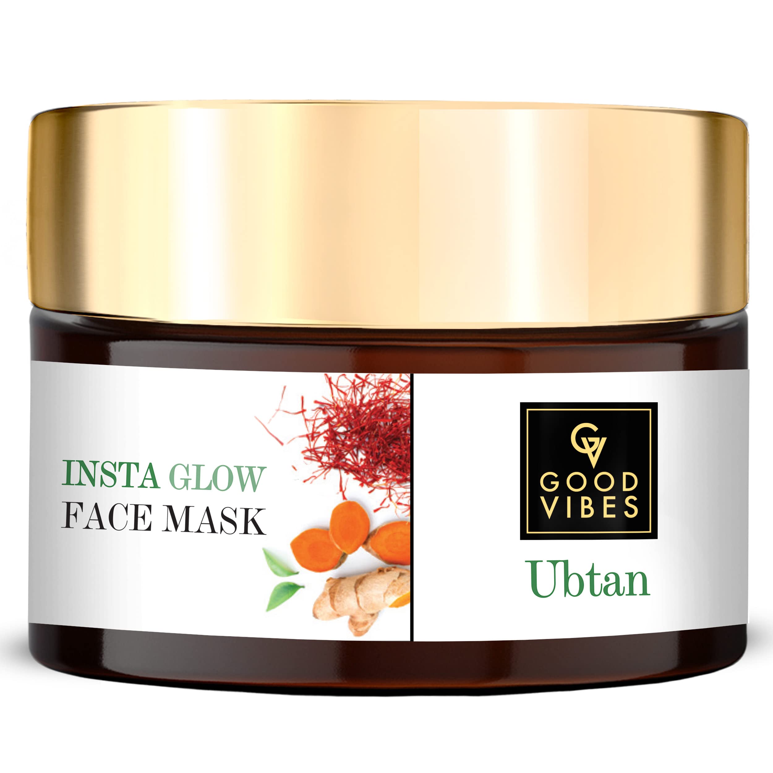 Good Vibes Ubtan Insta Glow Face Mask, 50 g | Brightening, Cleansing, Smoothening Face Pack For All Skin Types | With Turmeric, Saffron, Sunflower