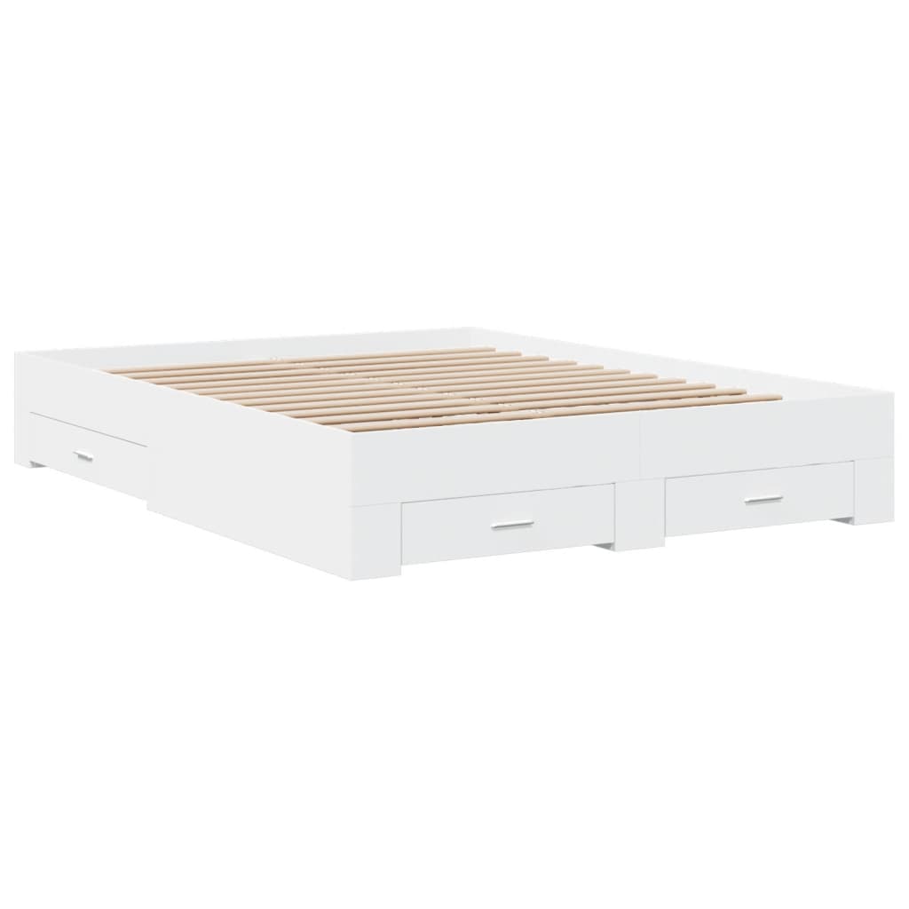 Bed Frame with Drawers White 140x200 cm Particleboard