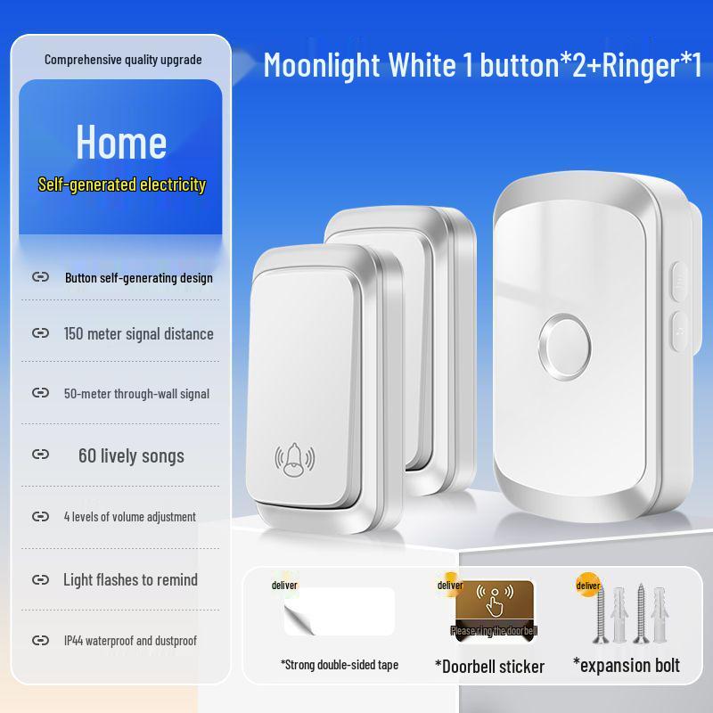 Ultra-Long Range Self-Powered Wireless Doorbell with Dual Receivers & High Volume Pager