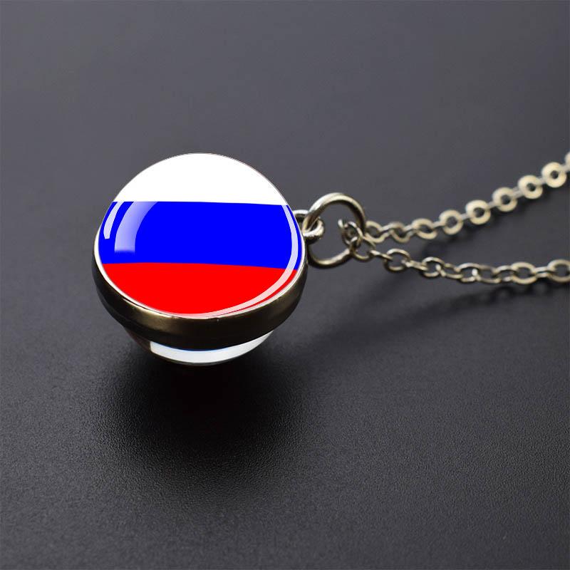 Countries Flag Glass Ball Necklace Russia France Spain UK Italy Poland Ukraine Flag Pendant Necklace Travel Gift