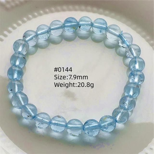Natürlicher Blauer Topas Klare Runde Perlen Trendiges Unisex Armband Schmuck Party Geschenk 7mm 8mm AAAAAA