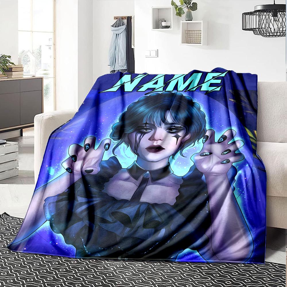 Customiz Name Personality Wednesday Addams Blanket Soft &Warm Sofa Office Bed Travel Lunch Break Blanket, Gift Suitable All Seasons