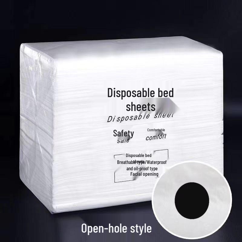 Waterproof Oilproof Breathable Massage Bed Sheet with Hole - Thickened Disposable Non-Woven Fabric