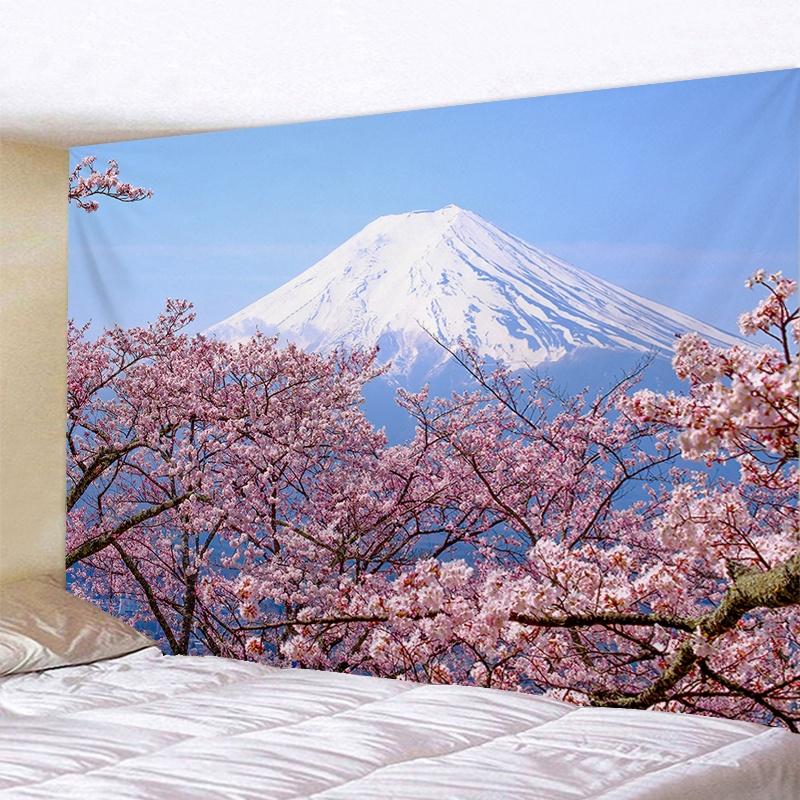 VIKAMA Japanese Cherry Blossom Tapestry Oriental Landscape Wall Hanging Decor for Bedroom Living Room Home Decor