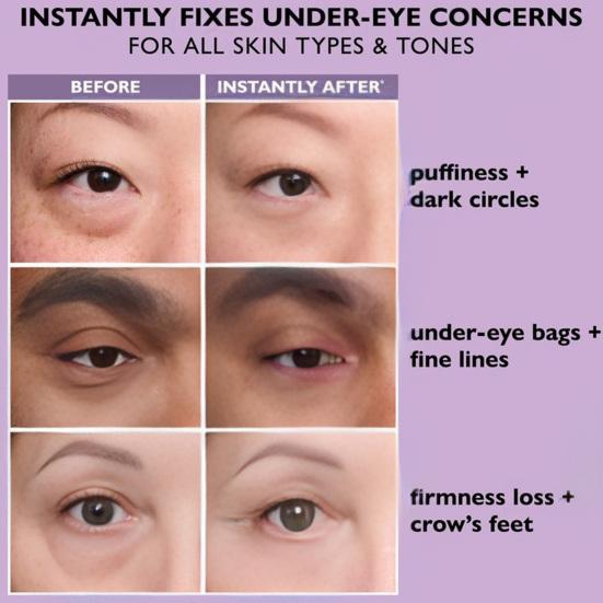 Instant Eye Tightener Cream for Under Eye Bags & Wrinkles 20ml Fast Absorbing Eye Cream Quick Lift Temporary Firming Treatment with Cooling Brush