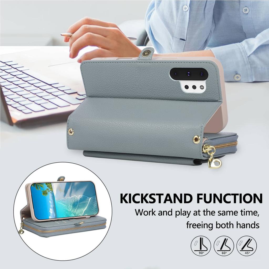 WEFOR Crossbody Wallet Case for Samsung Galaxy Note 20 Ultra/10 Pro/9/8 with Strap Card Holder Mirror Purse Cover Handbag Design