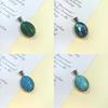 Geometric Shell Pendant With Synthetic Turquoise And Natural Purple Crystal For Fashion Jewelry