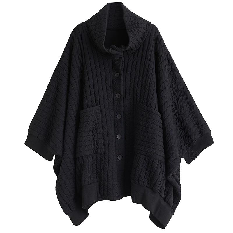 Autumn Spring Cotton Oversized Vintage Black Outerwears Women Casual Loose Jacket Coat
