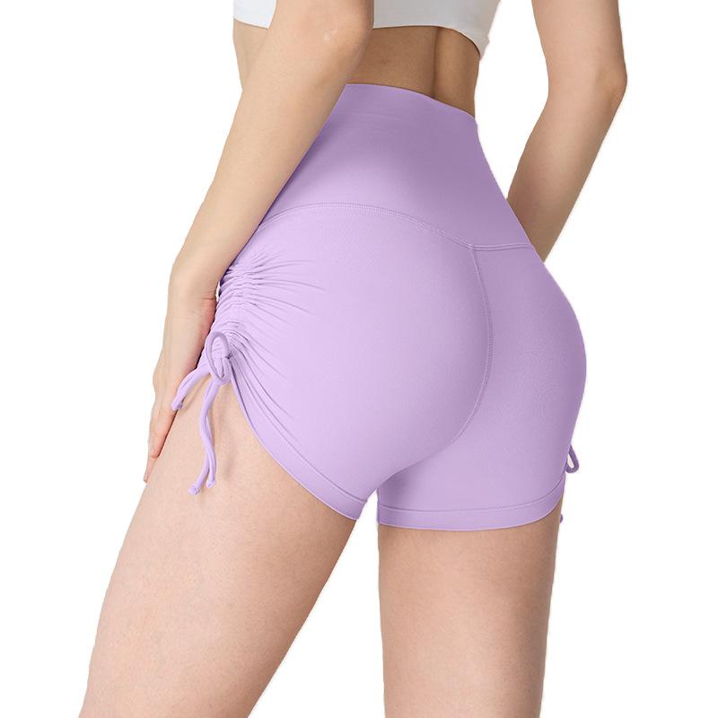 NUF Nude Lycra One-Size Yoga Shorts: Seamless High-Waist Hip-Lifting Drawstring Fitness Pants