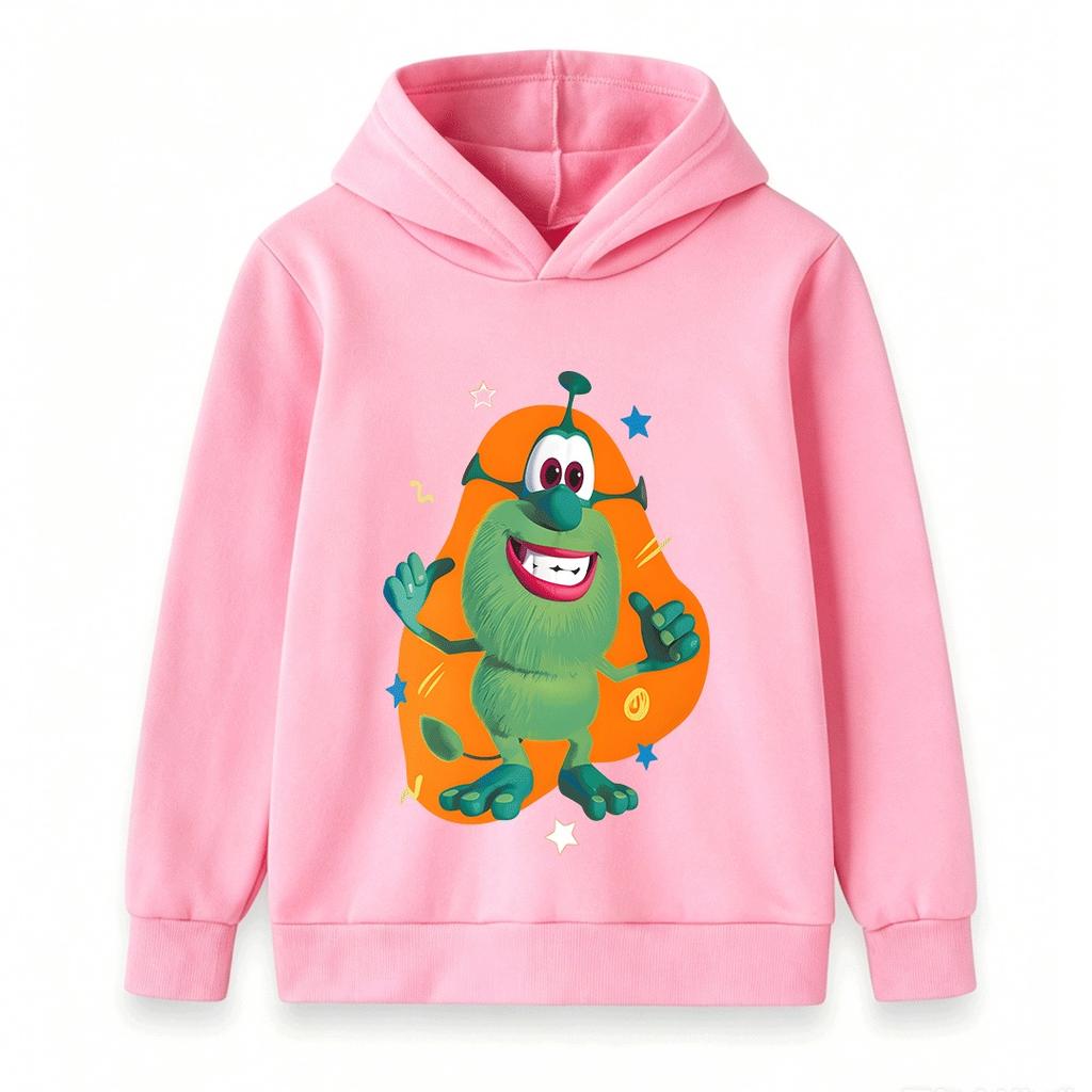 Kids Boys Girls Hoodie Sweatshirt, Cute 3D Cartoon Green Alien Print Long Sleeve Casual Pullover Hooded Top for Toddlers School Daily Wear