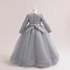 Flower Girl Princess Dress For Weddings Summer Kid Formal Bow Long Gown For School Evening Party Children New Year Cloth DZ752