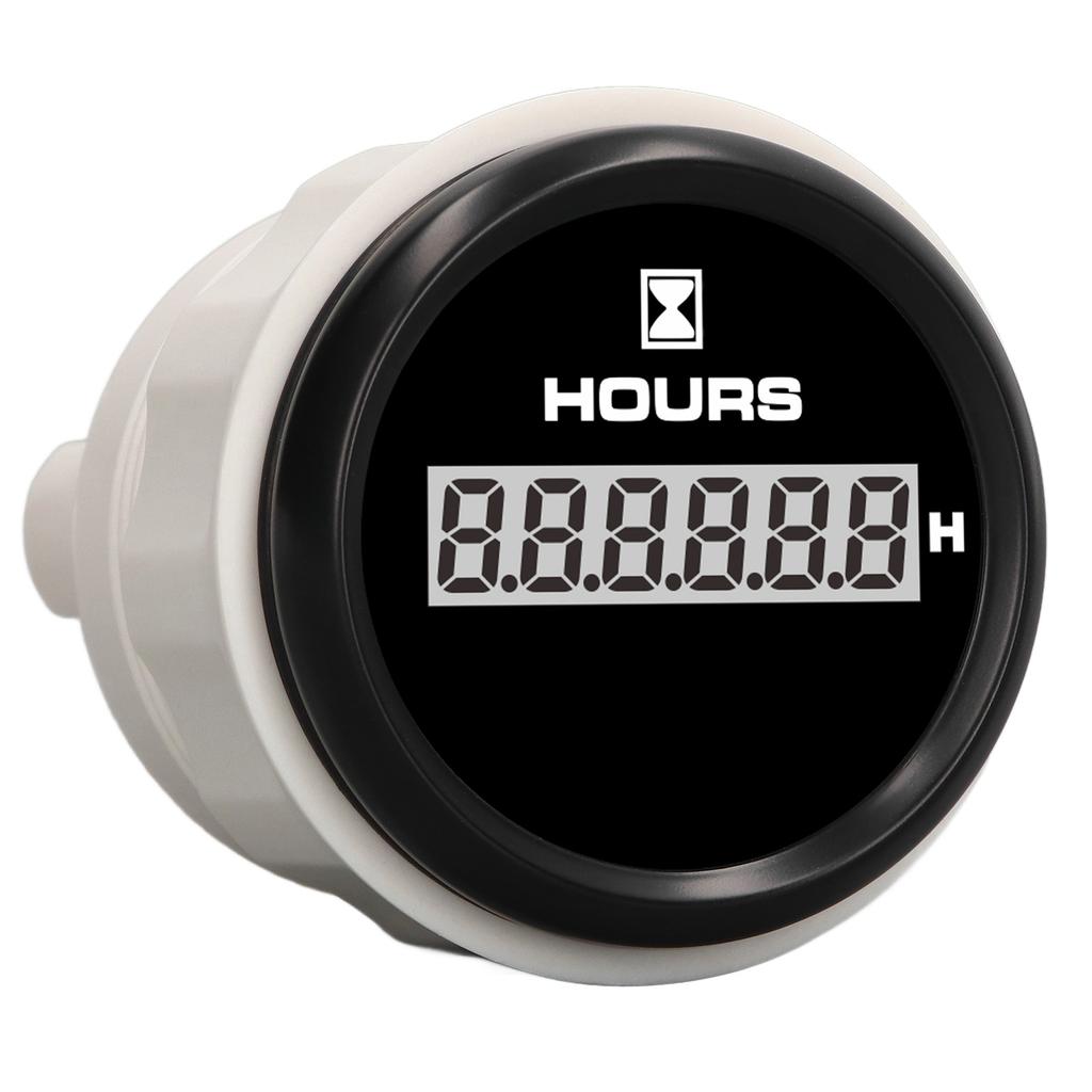 52mm Digital Hour Meter Gauge 0‑99999.9H Black Dial 7 Color Backlight IP67 Waterproof DC 9‑32V for Marine Boat