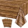 4Pcs Wood Tablecloth, Light Brown Grain Table Covers, Rectangular Table Decoration for Western Barn Themed Barbecue Party Decorations, 51 X 86.6 Inch
