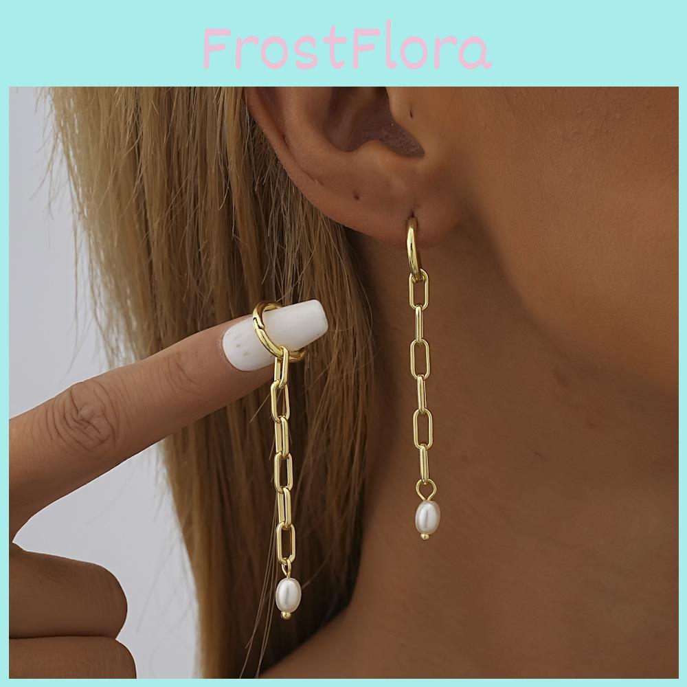 Versatile Geometric Gold Plated Copper Earrings With Faux Pearl For Casual To Formal