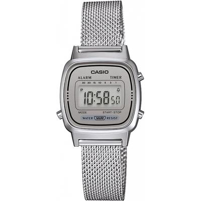 Ladies Digital Watch Silver Mesh Band La670wem 7