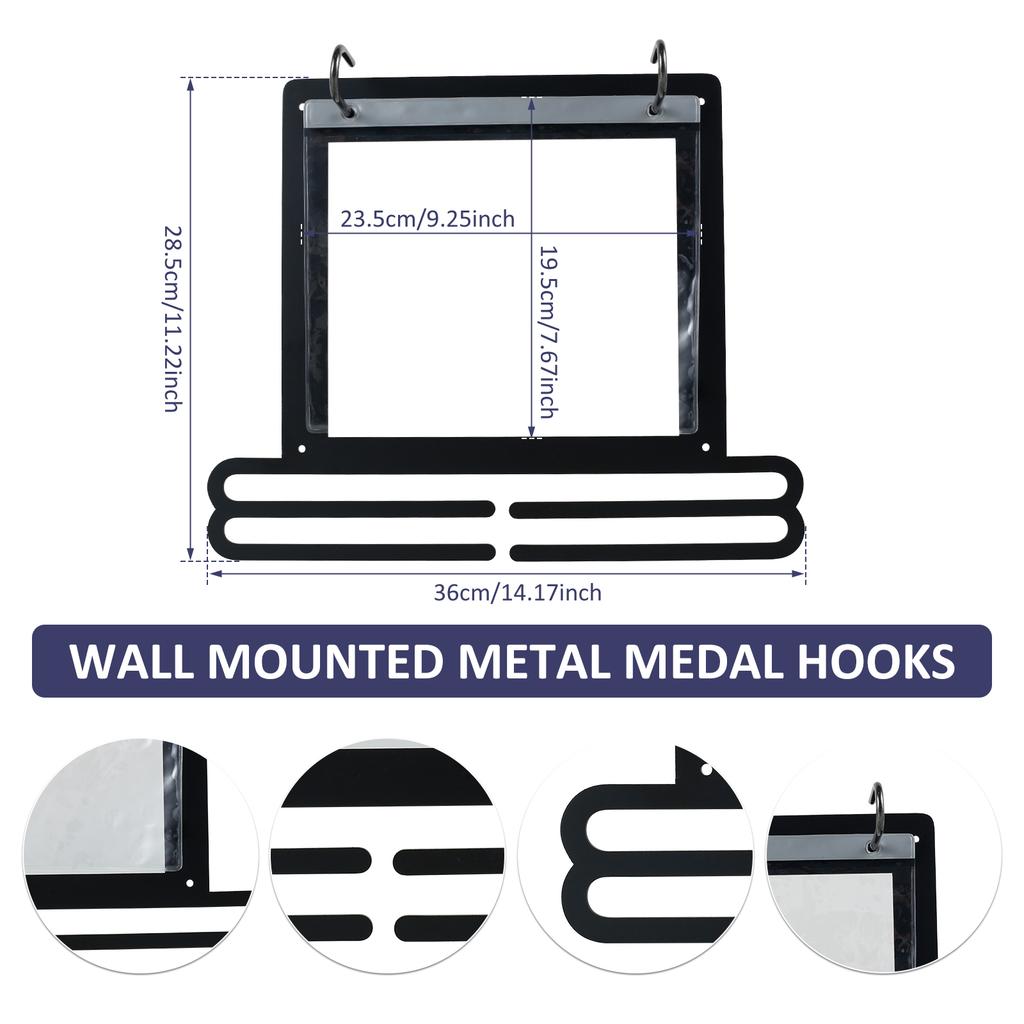 Medal Display Hanger Wall Mounted Medal Display Holder with Inspirational Words Memorial Medal Rack for Living Room Decor