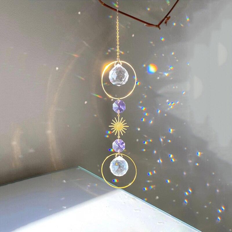 1pc Artificial Crystal Wall HangingSuitable For Weddings And Outdoors Sun Catcher Decorative Light And Shadow Wind Chime Pendant