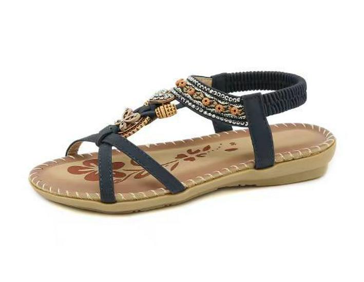 2025 Bohemian Rhinestone Women's Summer Sandals - Flat, Round & Open Toe