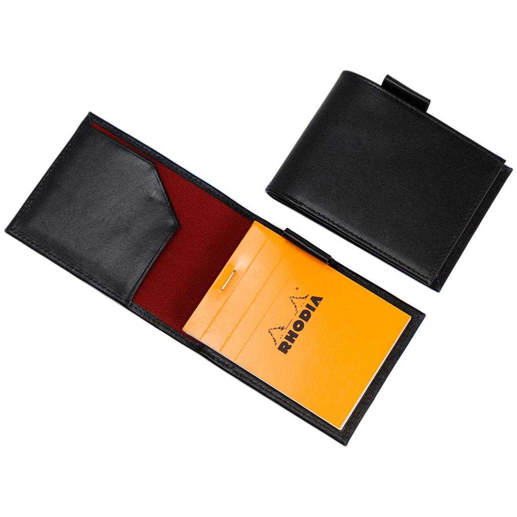 GRAVEDAD Memo Pad Cover, Rhodia No. 11 Size, Genuine Leather, RHODIA Cowhide, Vertical (Black)