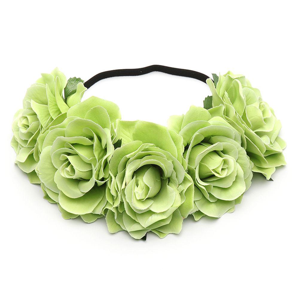 Bohemia Women Hair Accessories Wedding Hairband Bridal Headwear Rose Flower Garland Elastic Wreath Headband Fashion Headpiece
