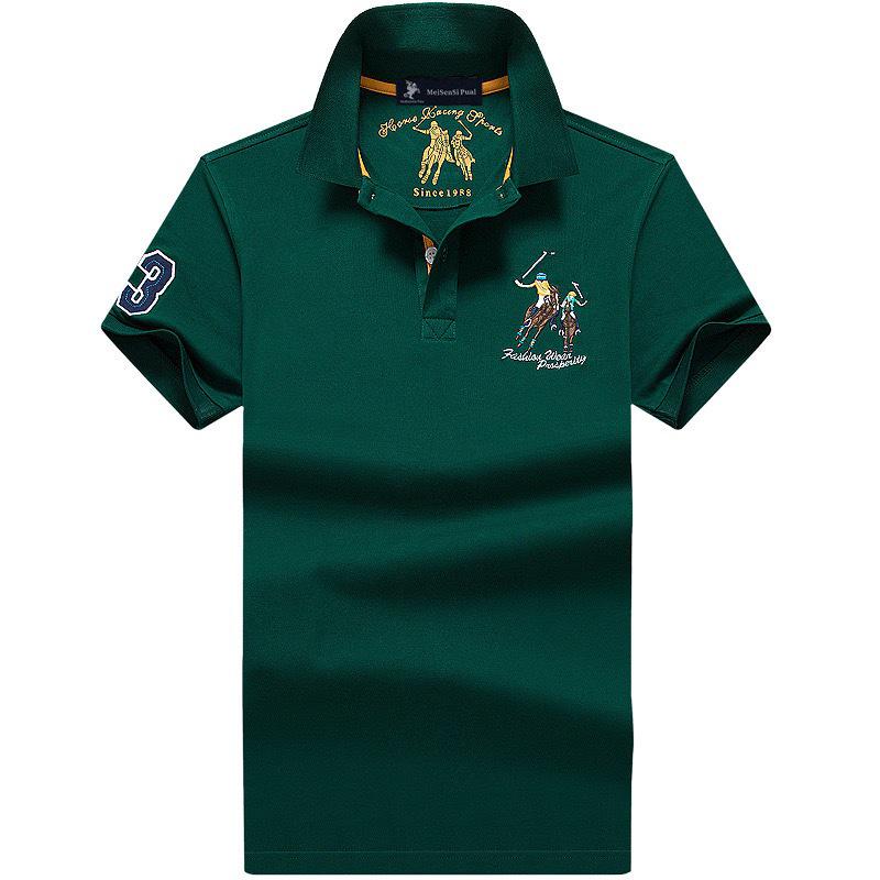 

Мужская летняя футболка-поло высокого класса: Короткий рукав, отложной воротник, свободный крой, большой размер, модный тренд. L 130-145 lbs