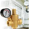 Water Pressure Regulator Valve, DN15 Brass RV Adjustable Water Pressure Reducer With Meter for RV Travel Trailer