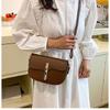 Trendy Pu Leather Saddle Bag Vintage Style Single Shoulder Underarm Bag For Everyday Use