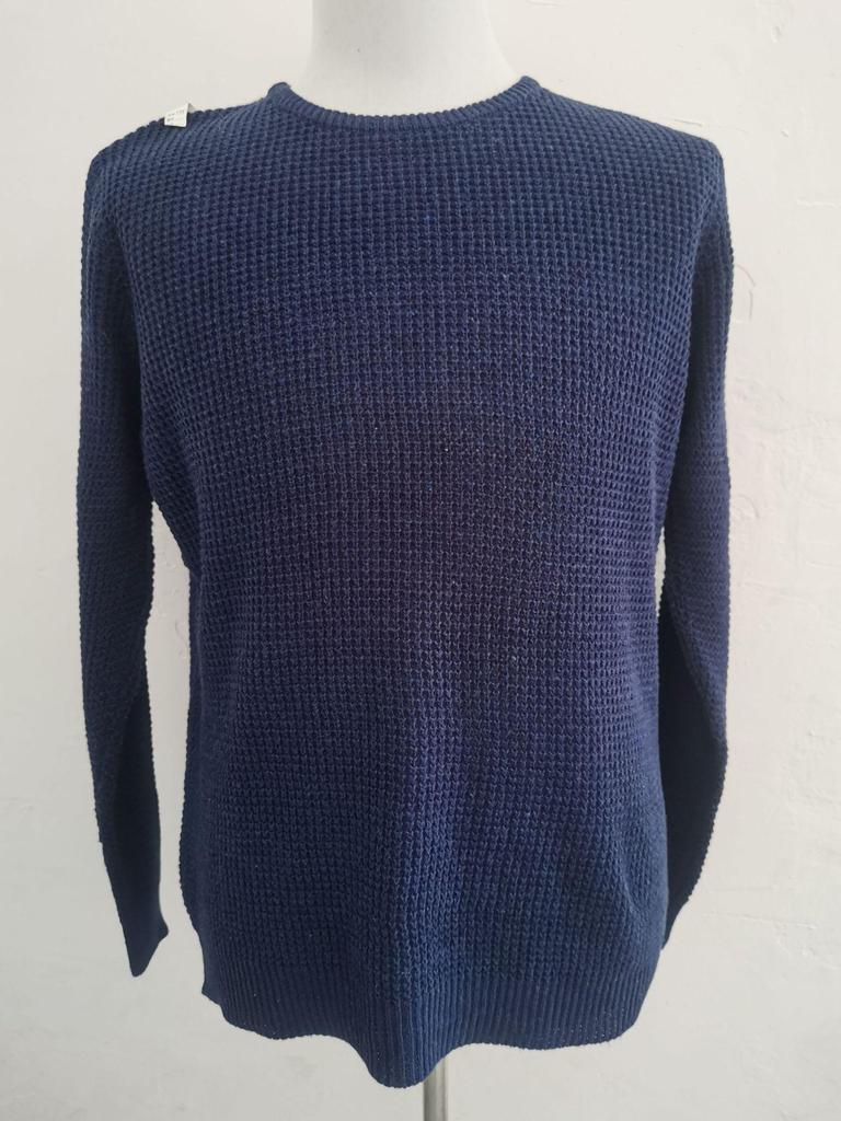 Suéter Masculino Casual Gola Redonda Manga Longa Tricô Solto