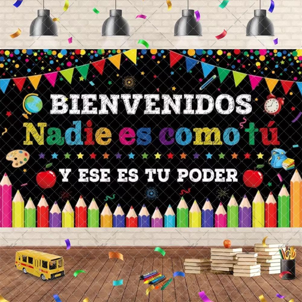 Spanish Welcome Back To School Theme Background Classroom Outdoor Decorations School Party Supplies Photography Backdrop Banner2527