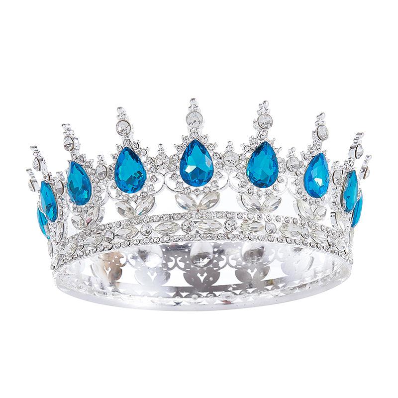 Baroque Round Wedding Crown Bridal Pageant Rhinestone Crystal Tiaras Crown Molding Headpieces For Queens and King