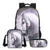 Zaino per Studenti Anime Cavallo Carino Borsa da Scuola Zaino Borsa a Tracolla Borsa a Messaggero Astuccio Set da Tre Pezzi Regalo