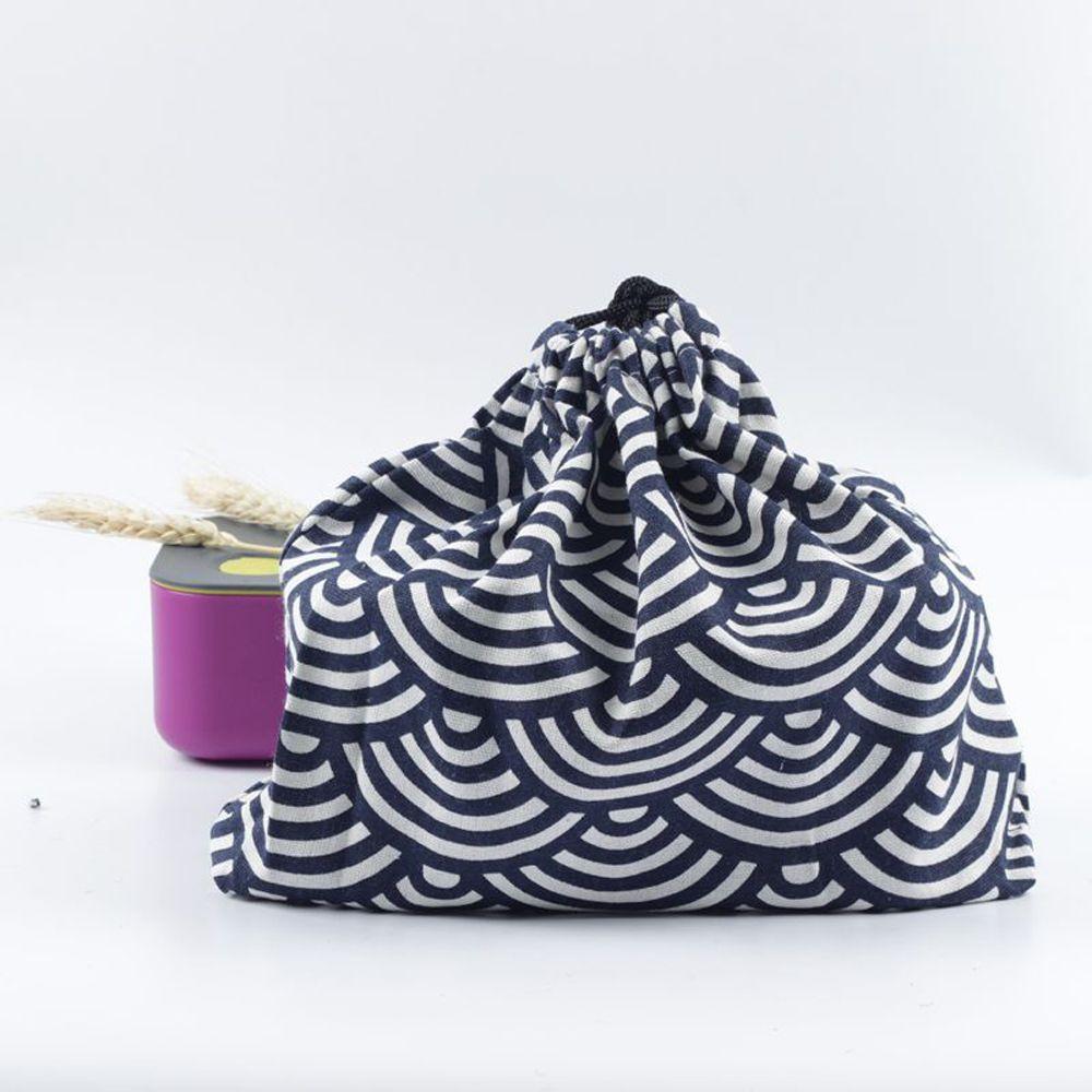 Unisex Picnic Bags Cotton linen Geometric Food Hand Bags Drawstring Lunch Bag Lunch Tote Pouch Japanese Style Lunch Box