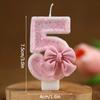 Number Cake Candle Pink Glitter Birthday Candle 1 2 3 4 5 6 7 8 9 3D Number Candle Cake Topper Birthday Party Cake Decor