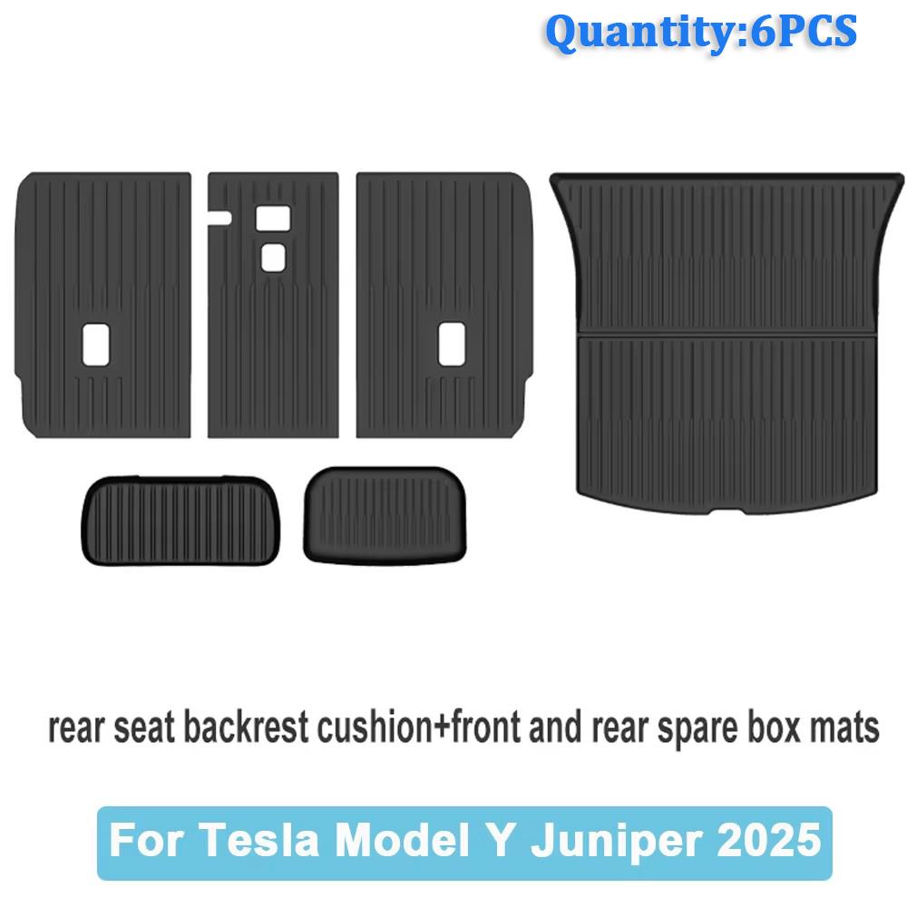 Car Trunk Mats For New Tesla Model Y 2025 Juniper TPE Floor Mats & Cargo Liner All Weather Trunk Mats Floor Liner Backrest Mats