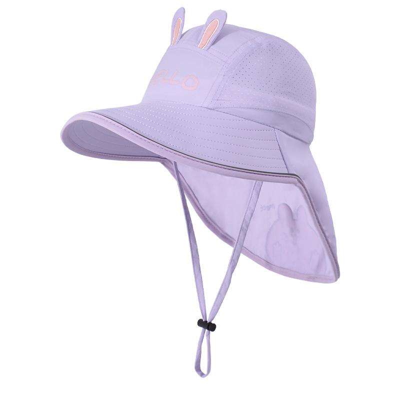 Children's Hat Cartoon Cute Sun Hat Male and Female Babies Outdoor Sun Protection Hat Large Brim Shawl Neck Protection Bucket Hat