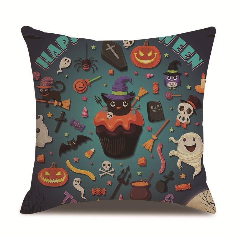 Halloween Linen Pillow Cover Printed Pillow Cover