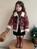 Girls' Quilted Plaid Wool Coat with Fleece Lining - Autumn/Winter 2025