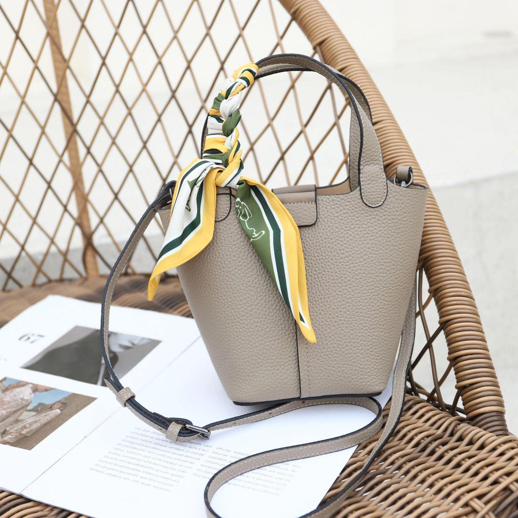 2025 Summer Fashion Genuine Leather Women's Basket Handbag - Versatile Crossbody Bucket Bag