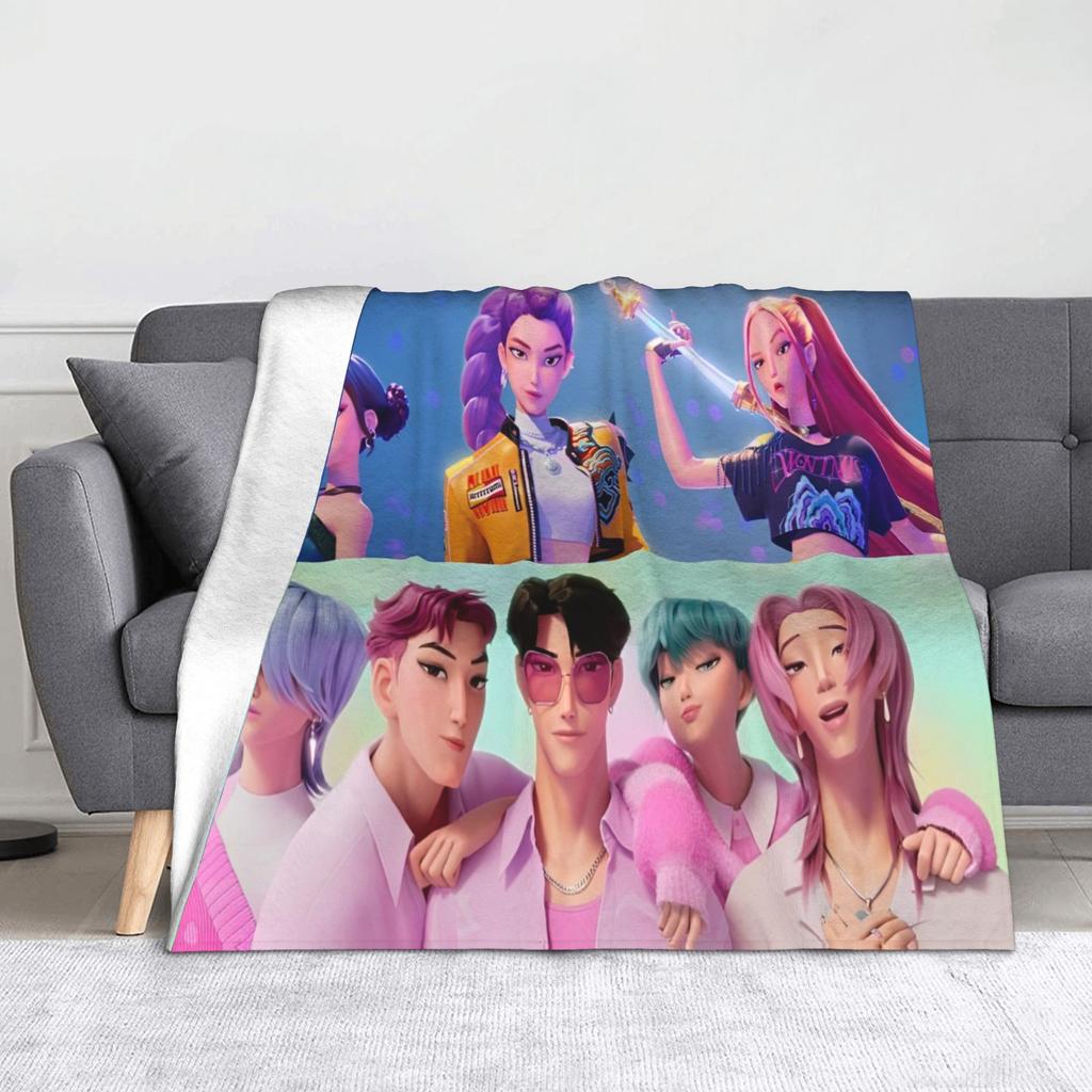 RUMI HUNTRX - HUNTRIX Kpop Demon Hunters  Fleece Blankets  Fashion Throw Blankets for Bed Sofa Couch 125*100cm Bedspread