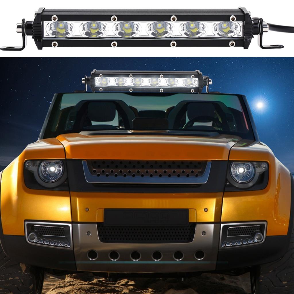 7inch 6 LED 30W 6000LM Car Work Light Strip Bar Roof Driving Spot Flood Lamp 936V