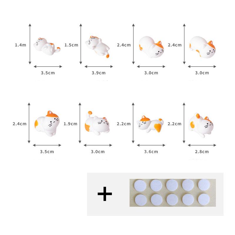 8pc Funny Cute Orange Cat Animal Car Decoration Pvc Craft Miniature Figure Tiny for Bonsai Microlandscape Fairy Garden Decor