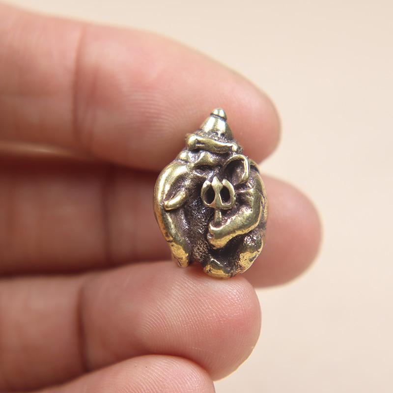 Mini Lord Ganesha Buddhas Statue Elephant God Sculptures Ganesh Figurines Pure Copper Home Garden Buddha Decoration Model Gift