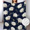 1pc Vintage Style White Sheep & Floral Print Flannel Blanket - Soft All-Season Throw with Geometric Pattern, Machine Washable, Mixed Colors for Cozy H