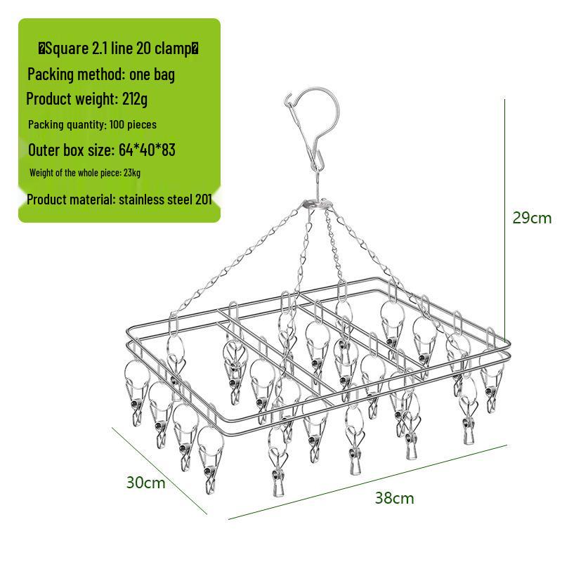 Kaiwang Double Layer Stainless Steel Sock and Clothes Drying Rack with 20 Clips