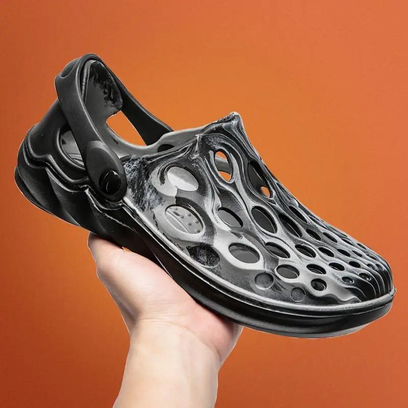 Fashion Beach Male Shoe Hole Shoes Pvc Luxury 2025 Barefoot Big Size New Fashion Daily Use Trend Breathable Japanese H 39 Men's Sandal
