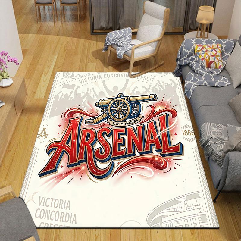 Tappeto Quadrato con Fantasia a Quadri Arsenal F.C., Tappeto da Area, Tappeto per Soggiorno Camera da Letto Divano Sala Giochi Decorazione, Tappetino Antiscivolo