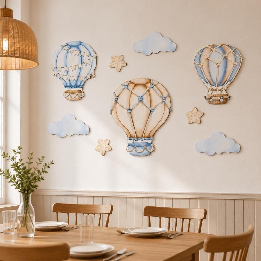 9PCS/SET Watercolor Hot Air Balloon Wall Decor Cartoon Nursery Wall Art Sticker Baby Room