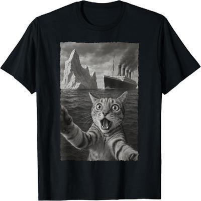Funny Cat Selfie Titanic Men Women Kids T-Shirt