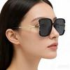 Women's Retro Polarized Sunglasses with Large Square Frame and Unique Snake-Shaped Temples - Simple and Fashionable.